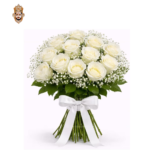 10 Rose Bouquet with Gypso White Rose