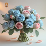 200 Rose Galaxy Bouquet Pink Aqua Rose