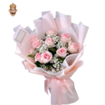 7 Rose Bouquet with Gypso Pink Jumalia Rose