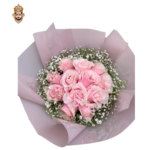 10 Rose Bouquet with Gypso Pink Jumalia Rose