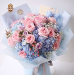 20 Rose Korean Bouquet Pink Aqua Rose