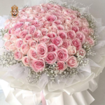 150 Rose Diamond Bouquet Pink Baby Rose