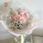 7 Rose Bouquet with Gypso Pink Baby Rose