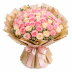 100 Rose Golden Bouquet Pink Aqua Rose